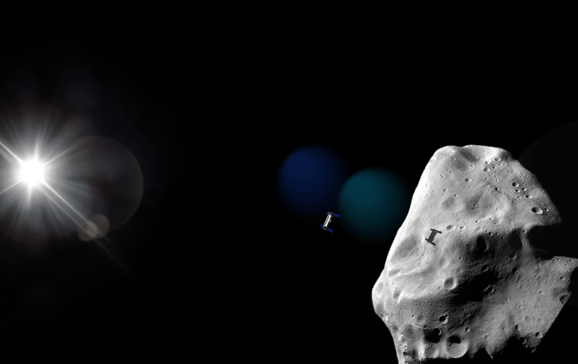 Oroff LOKI concept orbiting an asteroid