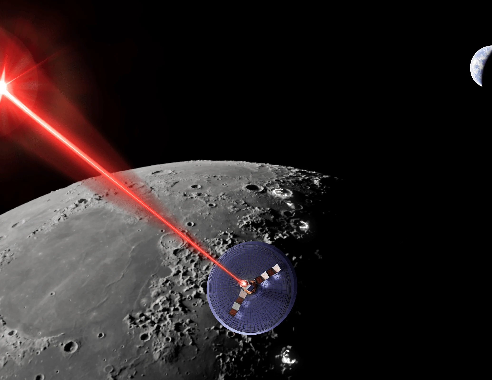 Oroff concept render of a directed-energy platform above the Moon